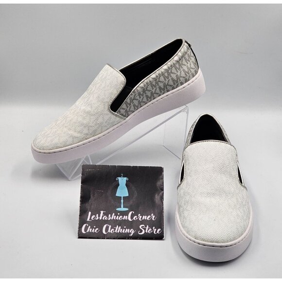 Michael Kors Shoes - Michael Kors  Women's White/Grey Keaton Slip-On Sneakers Size 10M 2961